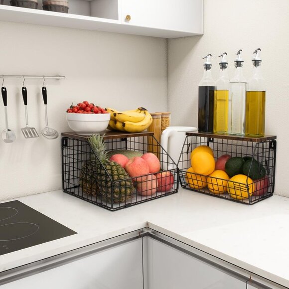 New 2-Tier Wall-Mounted Fruit Basket for Potato & Onion Storage with Lid - Picture 14 of 15